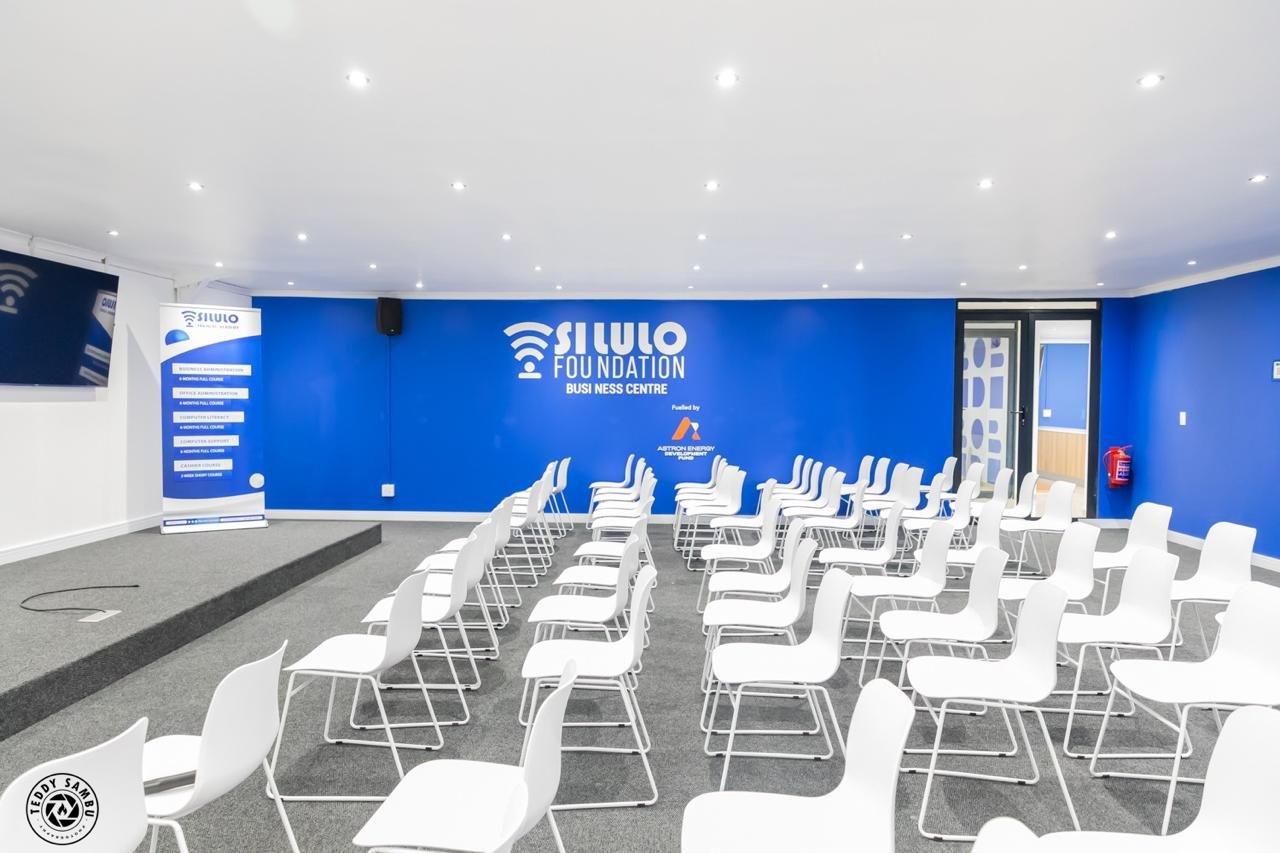 Silulo Foundation classroom setup with chairs arranged for workshops, training sessions, and community programs.